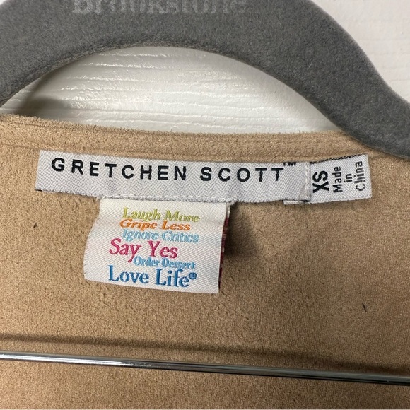 Gretchen Scott Designs Suedette Beige Open Front Women's Cardigan Size XS GUC - Picture 3 of 7